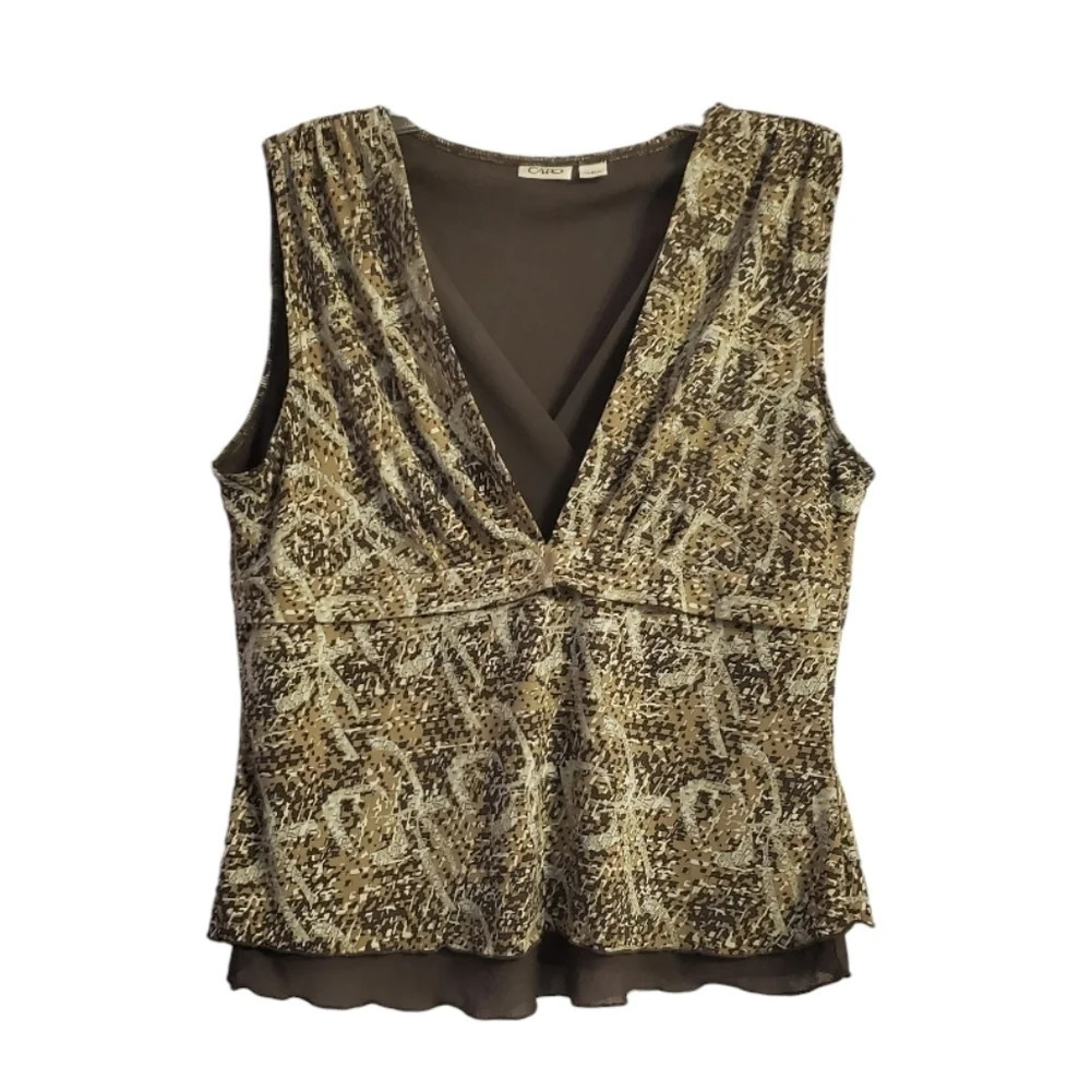 CATO Women's Y2K Sleeveless Layered Look Top Office L